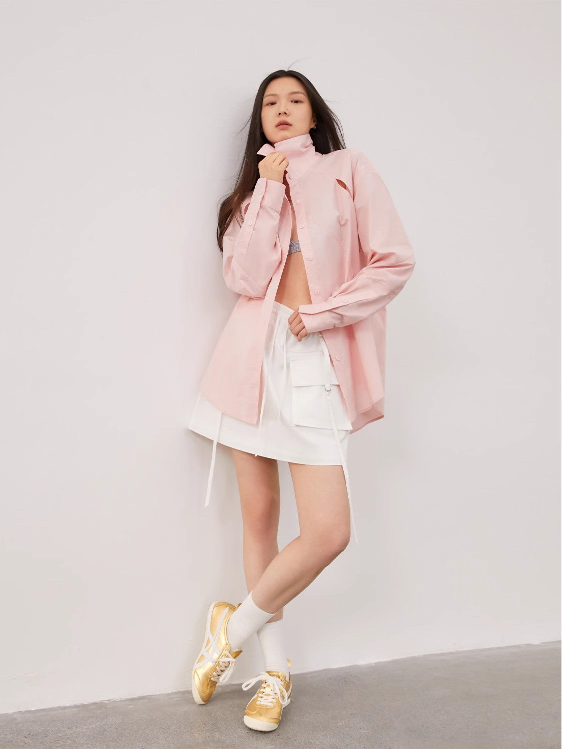 "Spring and Summer Prank" Tencel jacquard striped long-sleeved shirt jacket women's loose top-0