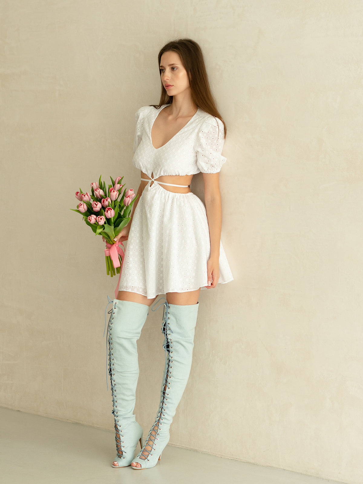 Jasmine baby doll white dress-1