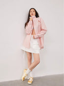 "Spring and Summer Prank" Tencel jacquard striped long-sleeved shirt jacket women's loose top-0