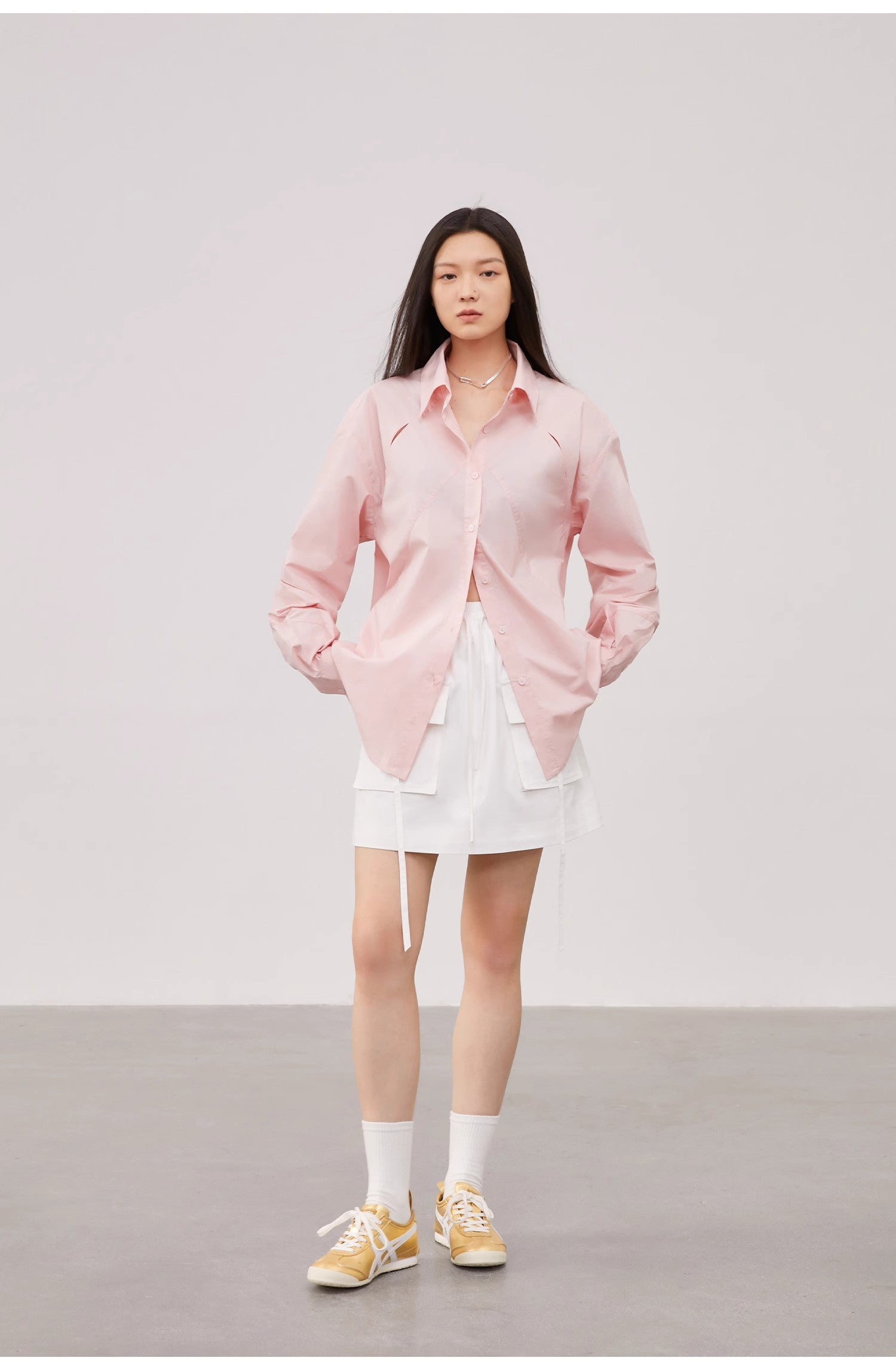 "Spring and Summer Prank" Tencel jacquard striped long-sleeved shirt jacket women's loose top-4