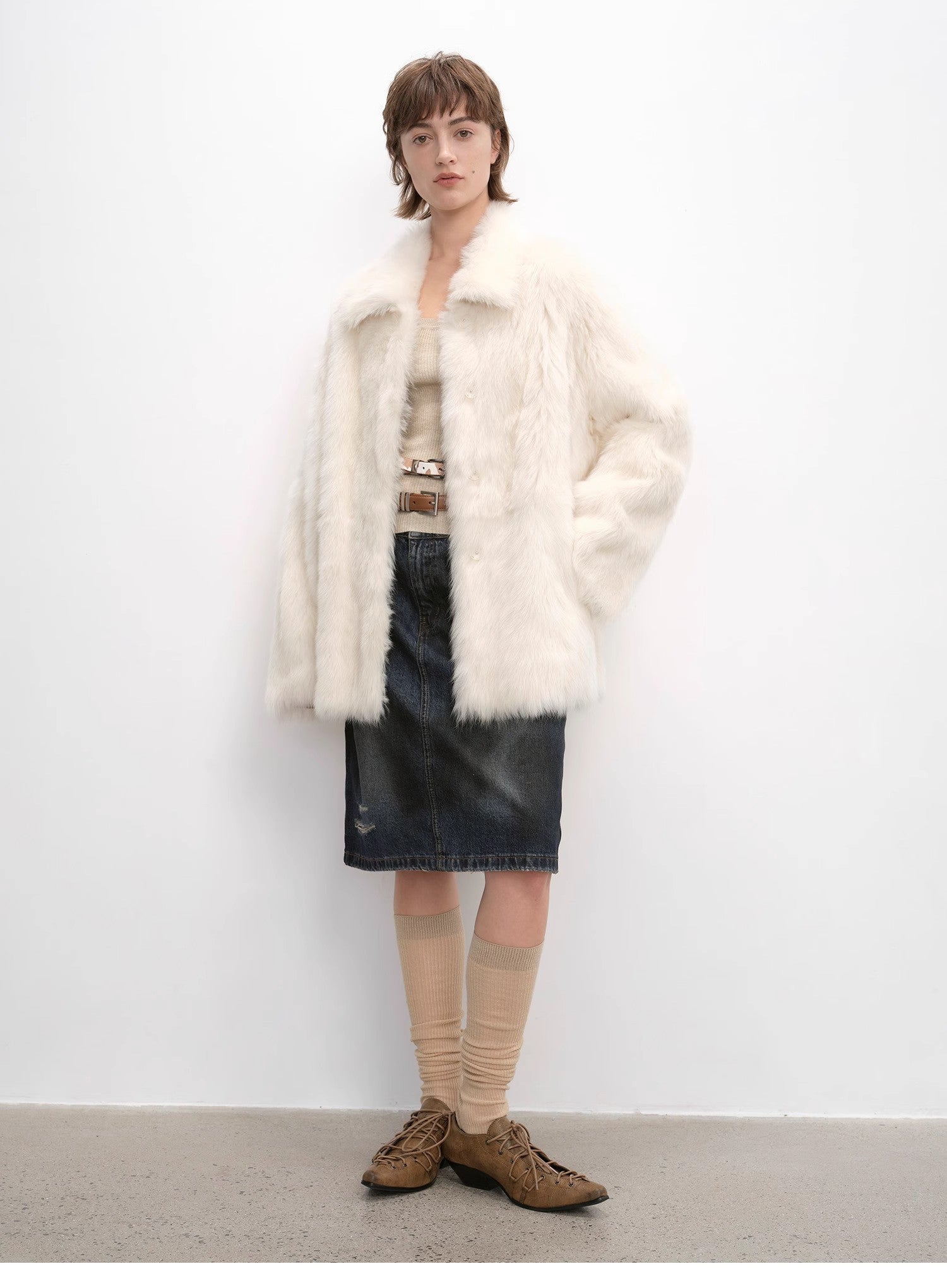 Toscana Whisper" Short Sheepskin Fur Coat