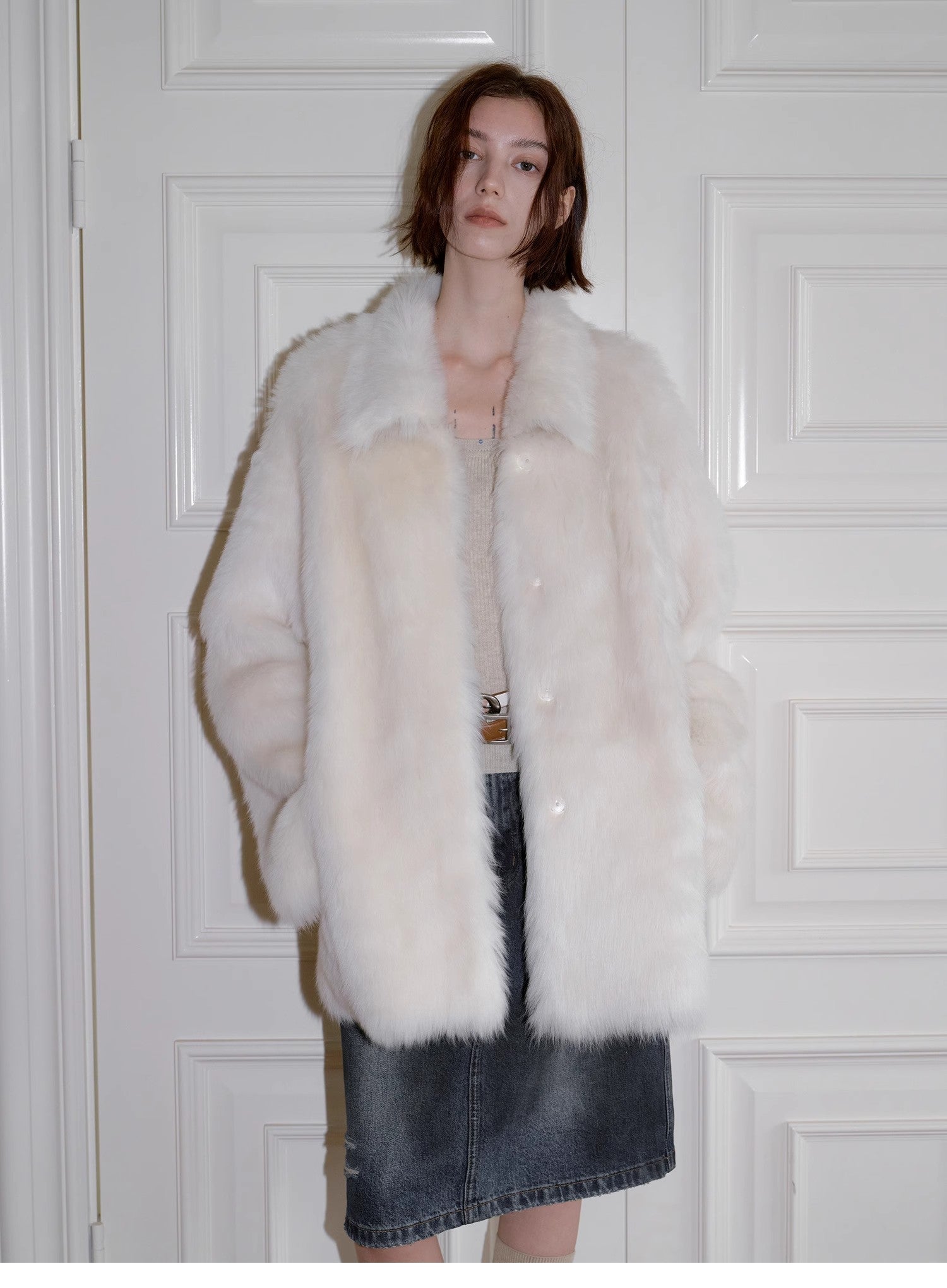 Toscana Whisper" Short Sheepskin Fur Coat