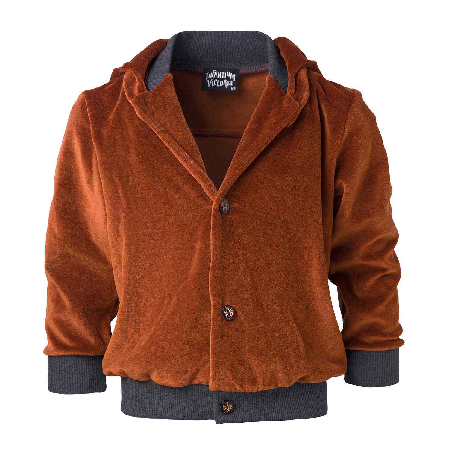 Cozy Copper Velvet Hoodie for Kids