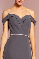 Chiffon Rhinestone Straps Long Dress-1