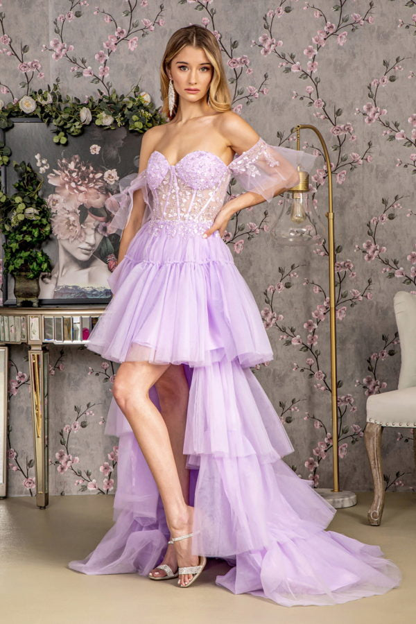 Cousme Couture Heart Beaded Layered Mesh Gown
