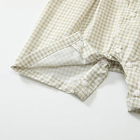 Summer Arrival Baby Boys Short Sleeves Cute Plaid Pattern Rompers-2
