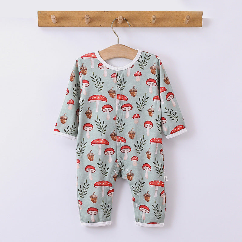 Printed Pattern Long Sleeve O-Neck Romper