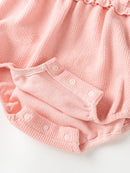 Autumn New Arrival Baby Girls Flowers Pattern Embroidery Collar Color Patchwork Onesies-3
