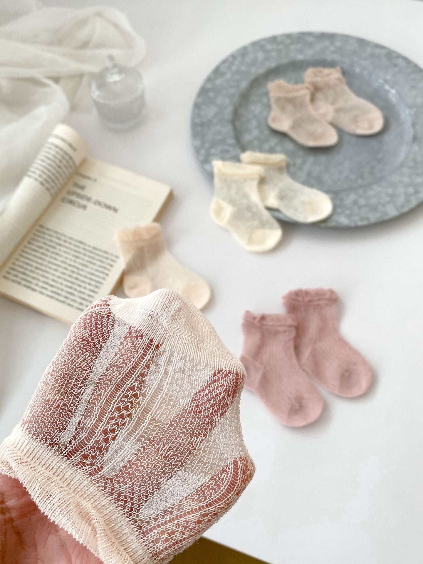 Summer Super Thin Breathable Socks For Girls: Baby Girls Solid Color Socks-4