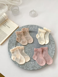 Summer Super Thin Breathable Socks For Girls: Baby Girls Solid Color Socks-0