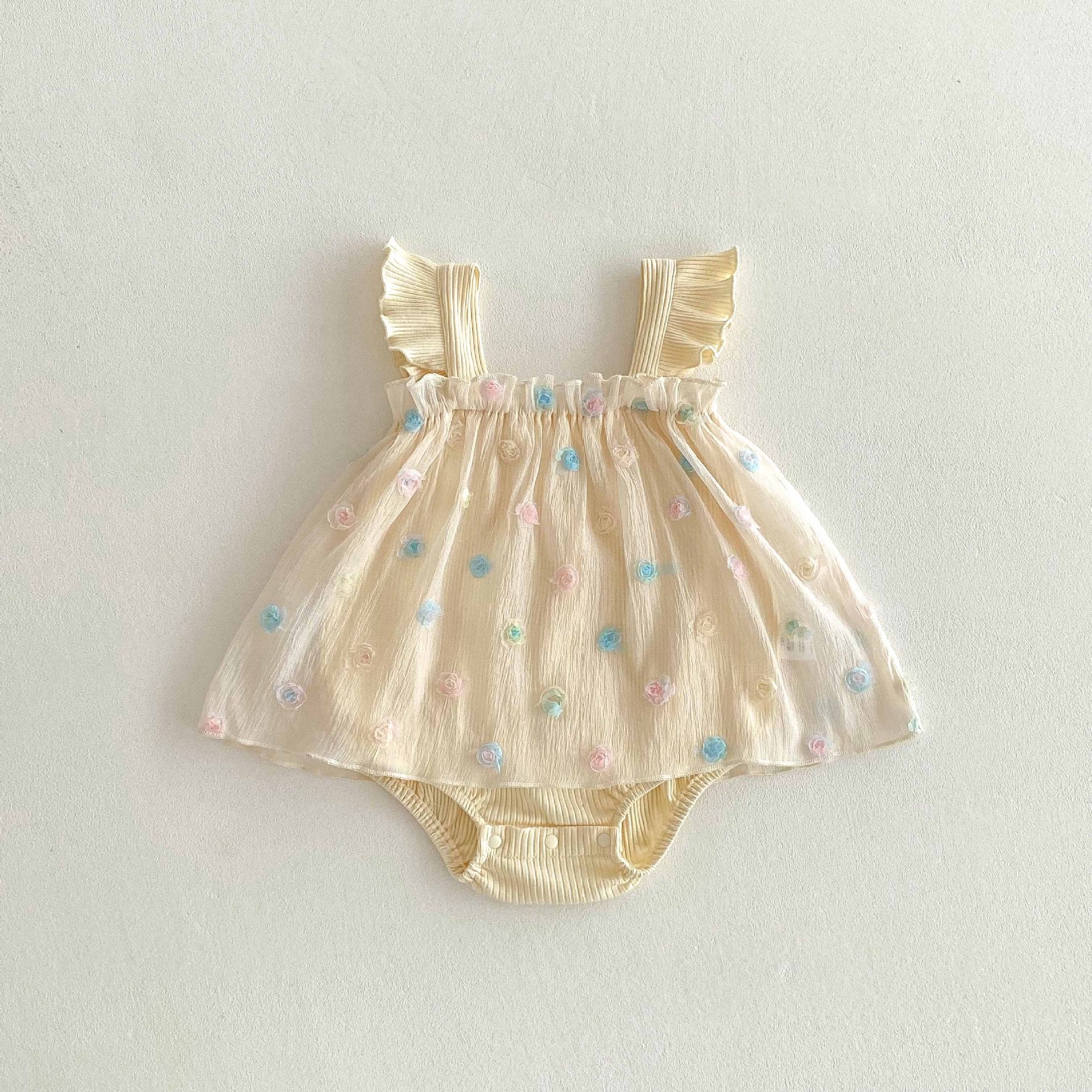 Colorful Floral Strap Onesie for Baby Girls – Summer Arrival