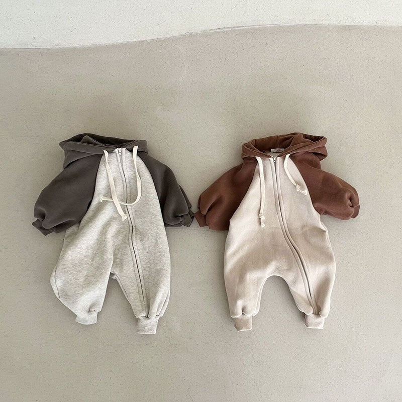 Stylish Color Match Romper with Front Zipper – Baby